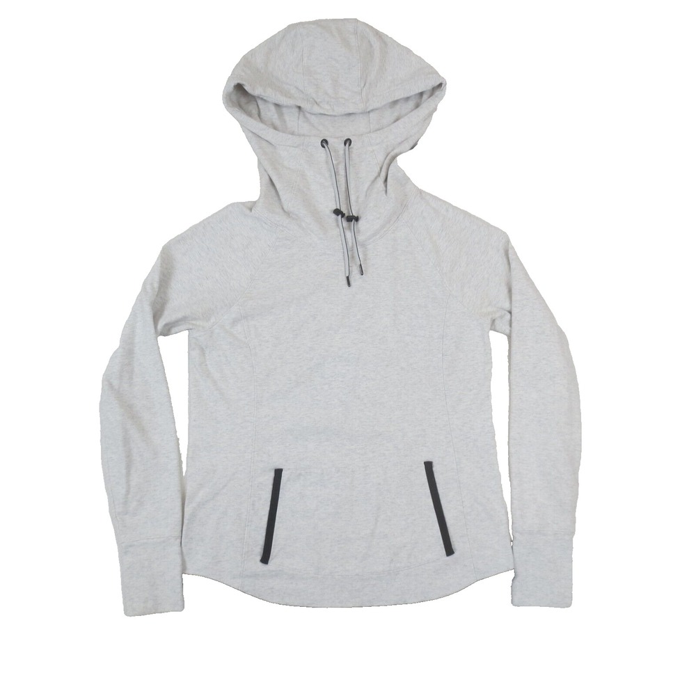 Athleta Sentry Hoodie Pullover Womens Medium Heathered Gray Long Sleeve Shirt